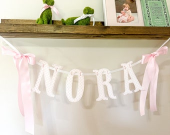 Name banner, 6” letter banner, baby announcement, baby shower decor, personalized banner, monogram banner, baby girl banner, banner