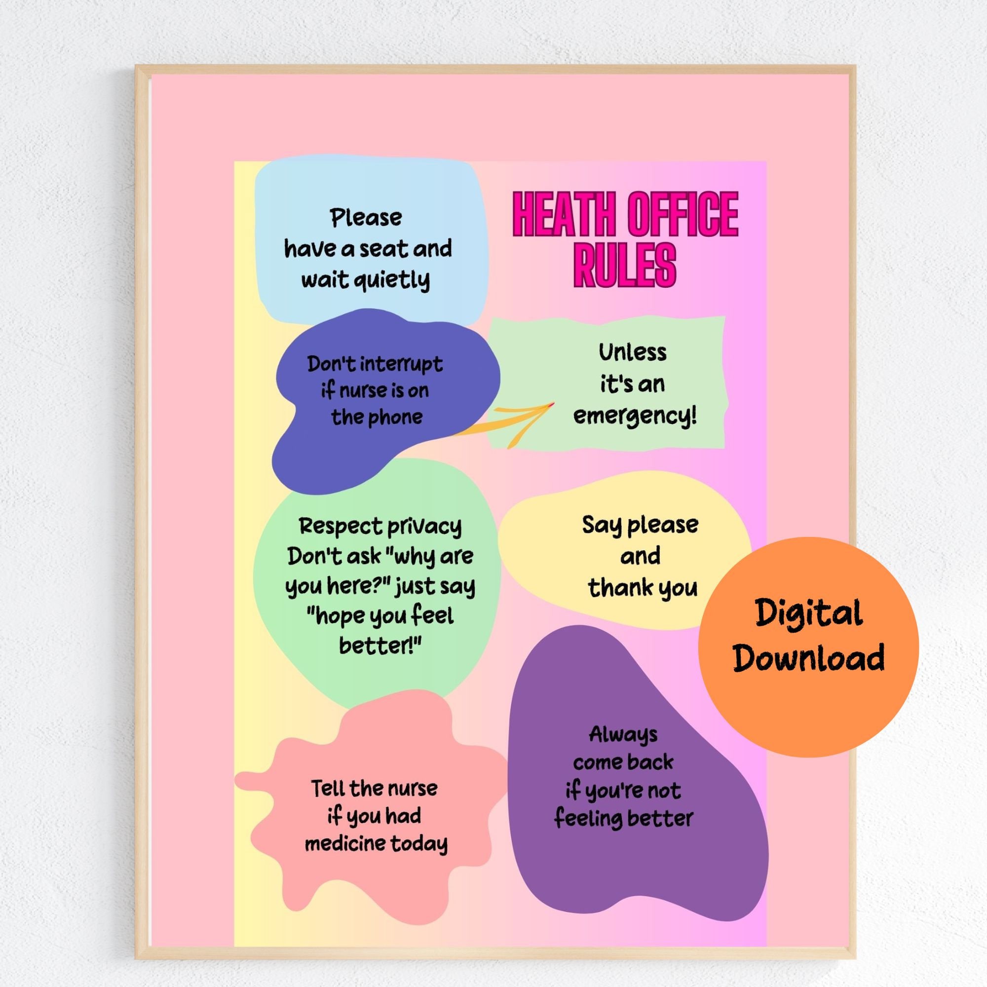 School Nurse Office Rules School Nurse Clinic Student Etsy