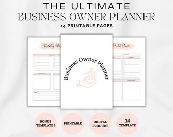 Printable Business Owner Planner: Market Planner, Income Tracker, Sales Plan, Product Planner, Expense Tracker, Marketing Planner, 3 Sizes