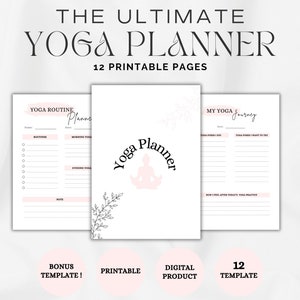 Digital Yoga Planner with Meditation Tracker: Yoga Journal, Yoga poses planner, Printable Yoga tracker, Wellness Planner, Health Planner