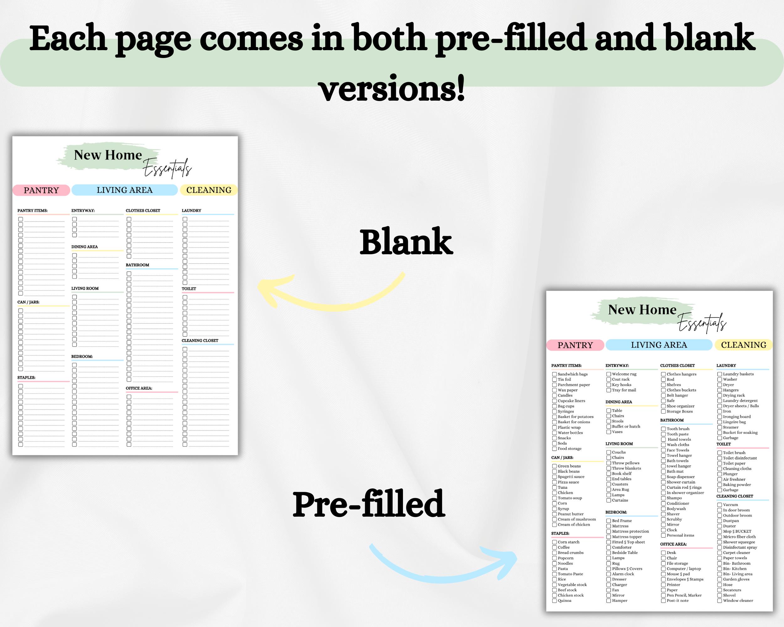 New Home Essentials Checklist, New Home Checklist Printable, First ...