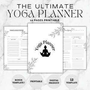 Digital Yoga Planner with Meditation Tracker: Yoga Journal | Yoga poses planner | Printable Yoga tracker | Wellness Planner | Health Planner