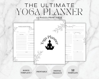 Digital Yoga Planner with Meditation Tracker: Yoga Journal | Yoga poses planner | Printable Yoga tracker | Wellness Planner | Health Planner