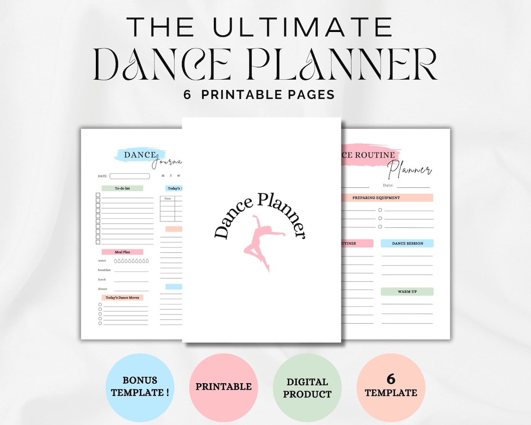 Printable Dance Planner: Dance Routine Planner, Dance Journal, Dance Journey, Mood Tracker ...