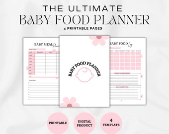 Agenda imprimable des aliments pour bébés, carnet des premiers aliments, 100 aliments avant 1, liste des aliments pour bébés, liste de contrôle des aliments pour bébés, suivi des aliments pour bébés, journal alimentaire pour bébés