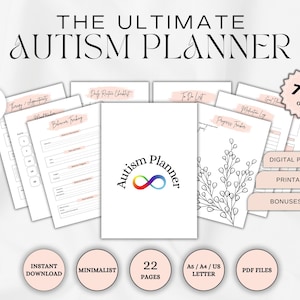 Printable Autism Planner, Autism Planner Adult, Daily Planner For Autism, Autism Digital Planner, Behavior Tracking, Medication Log, 3 Sizes