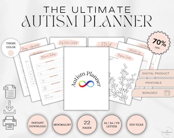 Printable Autism Planner, Autism Planner Adult, Daily Planner For Autism, Autism Digital Planner, Behavior Tracking, Medication Log, 3 Sizes