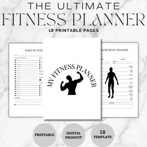 Printable Digital Fitness Planner - Weight Loss Tracker, Workout Planner Fitness Journal, Wellness, Health Goal, Meal Planner, Habit Tracker