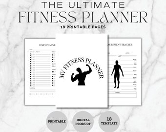 Printable Digital Fitness Planner - Weight Loss Tracker, Workout Planner Fitness Journal, Wellness, Health Goal, Meal Planner, Habit Tracker