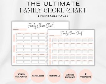 Tableau imprimable des tâches familiales, tableau hebdomadaire des tâches familiales, plan de ménage familial, tableau famille enfants, tableau d'agenda familial, agenda de ménage