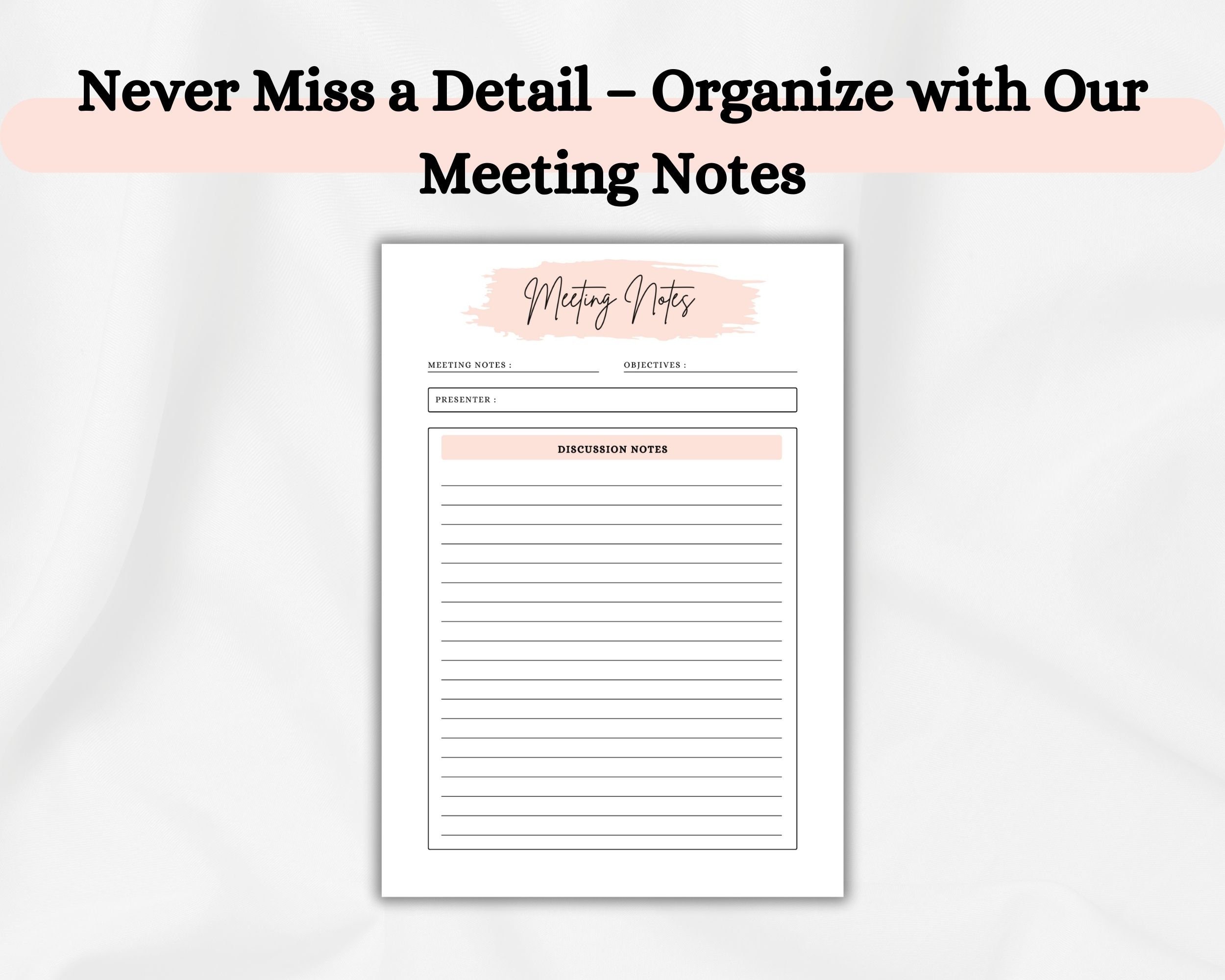 Printable Meeting Planner, Meeting Minutes Planner, Meeting Agenda ...