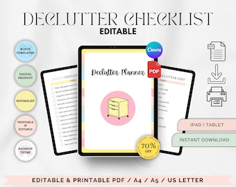 Declutter Checklist, 30-day declutter challenge, Adhd Declutter Planner, Declutter Guide, ADHD Cleaning planner, Home Management Checklist