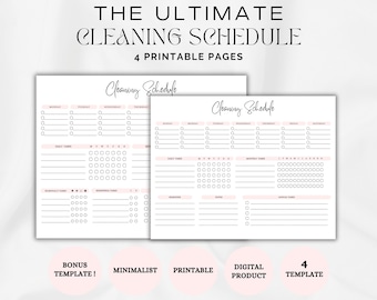 Printable Cleaning Schedule, Chore Chart Printable, Weekly Cleaning Schedule, ADHD Cleaning Schedule, Yearly Cleaning Checklist