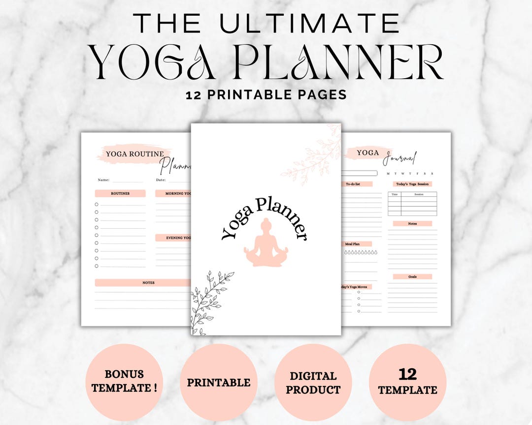 Digital Yoga Planner With Meditation Tracker: Yoga Journal, Yoga Poses ...