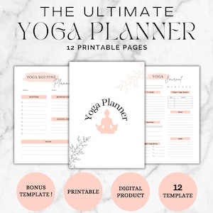 Digital Yoga Planner with Meditation Tracker: Yoga Journal, Yoga poses planner, Printable Yoga tracker, Wellness Planner, Health Planner