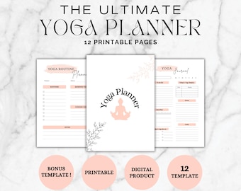 Digital Yoga Planner with Meditation Tracker: Yoga Journal, Yoga poses planner, Printable Yoga tracker, Wellness Planner, Health Planner