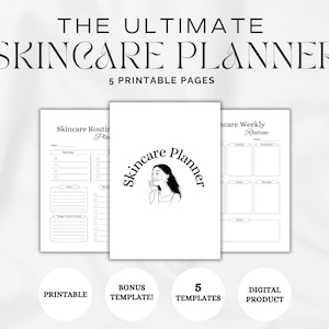 Printable Skincare Planner: Beauty Journal, Self-Love planner, Daily Self-Care, Mindful Healing, Glow up Planner, Skincare Routine, 3 Sizes