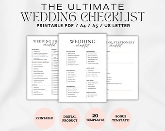 Printable Wedding Checklist, Wedding Planning Checklist, Wedding Checklist Template, Wedding Plan Checklist, Wedding Budget, 3 Sizes