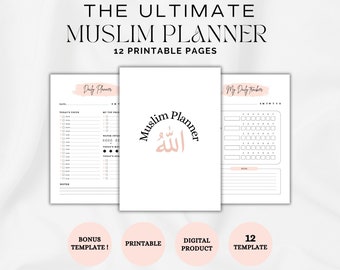 Printable Muslim Planner: Quran Tracker, Islamic Tracker, Salah Tracker, Islamic Planner, Meal Planner, Sleep Tracker, A4/A5/Us Letter