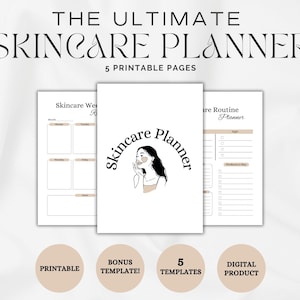 Printable Skincare Planner: Beauty Journal, Self-Love planner, Daily Self-Care, Mindful Healing, Glow up Planner, Skincare Routine, 3 Sizes