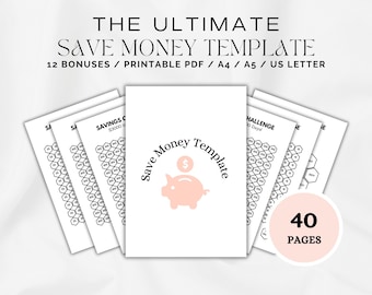 Printables Save Money Template, Printable Cash Saver, Money Saving Challenge, 52 Week Challenge, Weekly Money Saving, Emergency funds