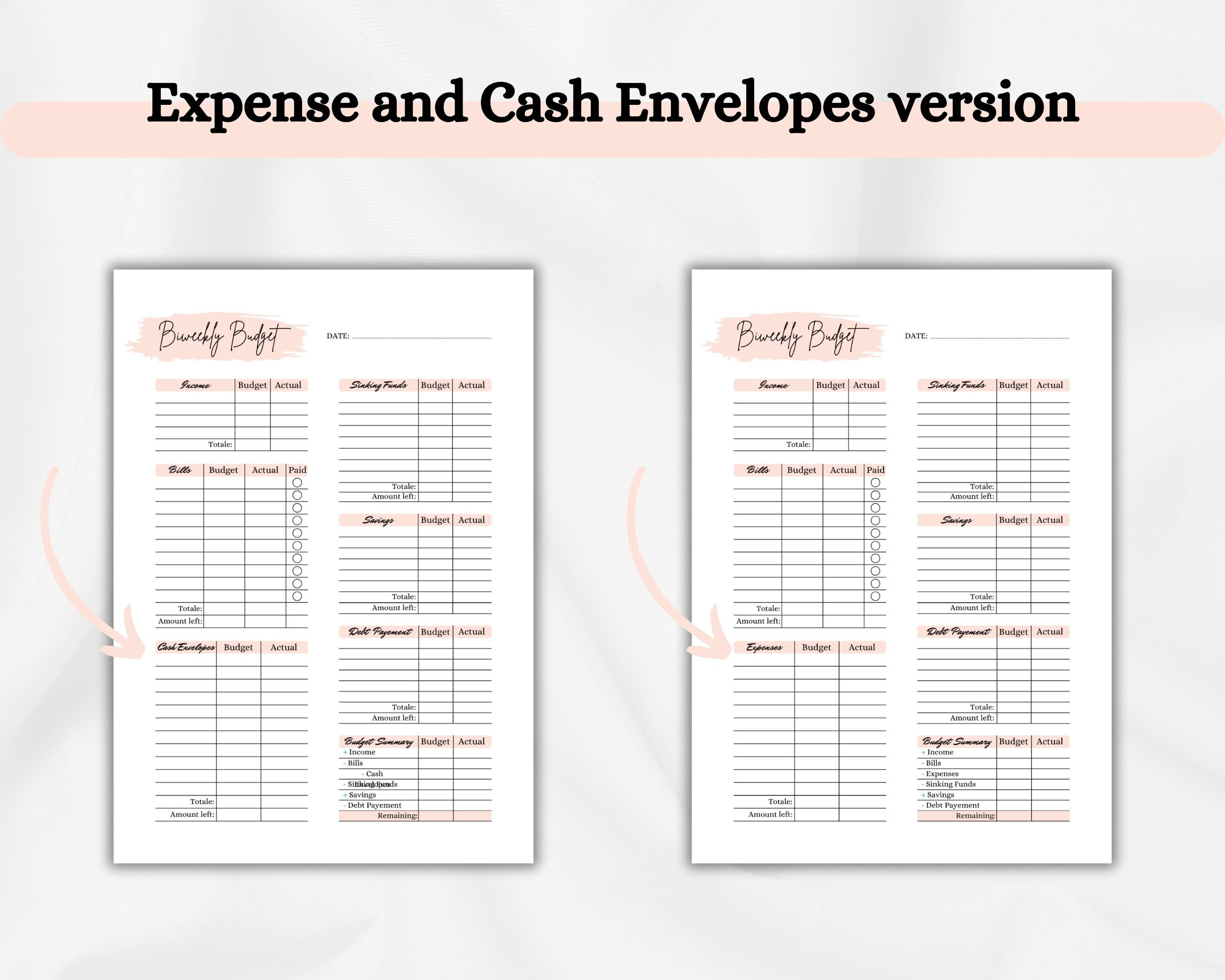 Printable Biweekly Budget Planner, Paycheck Budget, Biweekly Budget ...