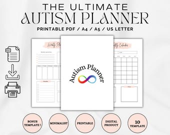Printable Autism Planner, Autism Planner Adult, Daily Planner For Autism, Autism Digital Planner, Behavior Tracking, Medication Log, 3 Sizes