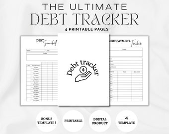 Printable Debt Tracker: Debt Management , Debt Snowball, Debt Payoff Tracker Printable, Debt Payments, Finance Planner, Debt Repayment A5 A4