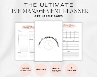 Printable Time Management Planner, Time Tracker, Pomodoro Planner, Productivity Planner, 2024 Calendar, Goal Planner, To Do List Template