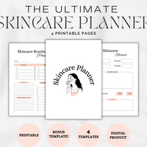 Printable Skincare Planner: Beauty Journal, Self-Love planner, Daily Self-Care, Mindful Healing, Glow up Planner, Skincare Routine, 3 Sizes