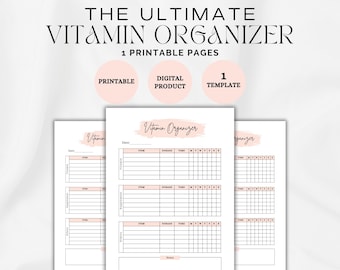 Printable Vitamin Organizer, Daily Vitamin Tracker, Daily Supplement Tracker, Supplement Checklist, Supplement Organizer, A4/A5/Us Letter