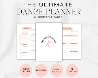 Printable Dance Planner: Dance Routine Planner, Dance Journal, Dance Journey, Mood Tracker, Music Organizer, Student Dancer Planner, 3 size