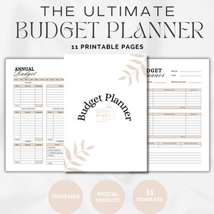Printable Budget Planner - Financial Organizer and Expense Tracker, Finance Planner, Monthly Debt, Bill, Financial Tracker, Savings Tracker