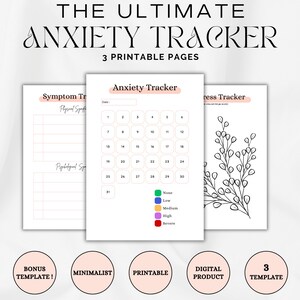 Printable Anxiety Tracker, Anxiety Planner, Symptom Tracker, Progress Tracker, Printable Tracker, Anxiety Journal, Anxiety Worksheet
