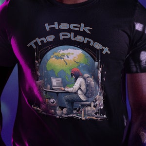 Hack The Planet T-Shirt, Hacker T-Shirt, Biohacking T-Shirt, Satellite Hacking T-Shirt, Cool T-Shirt, Funny T-Shirt, Hacktivism T-Shirt