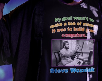 Steve Wozniak T-Shirt, Hacker T-Shirt, Telefon Phreaker T-Shirt, Ingenieur T-Shirt, Computer Designer T-Shirt, Mann hinter Apple, Konstrukteur
