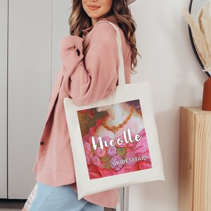 Bridesmaid Tote Bag, Personalized Bridesmaid Gift Bags, bachelorette party, Maid of honor gift, Custom Name Bag, Wedding Gift, Bridal Party