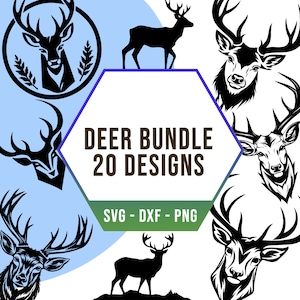 Nature Deer SVG Bundle, Cute Deer SVG Pack, Cricut Silhouette Files for Laser Cutter