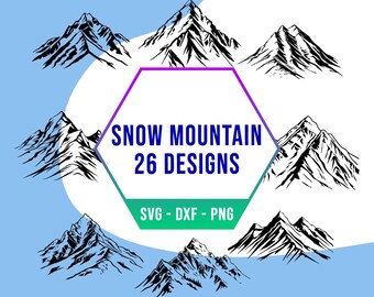 Snow Mountain SVG Bundle, Adventure Nature Landscape SVG Pack, Cricut Silhouette PNG Files for Laser Cutter