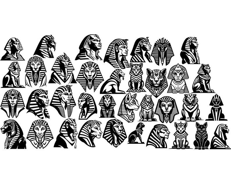 Egypt Sphinx SVG Bundle, Desert Pyramids Statues SVG Pack, Cricut ...
