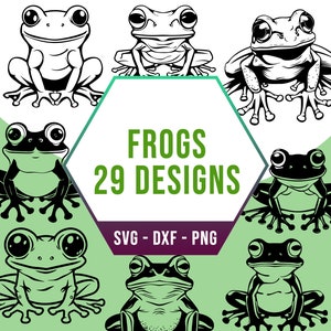 Cute Frogs SVG Bundle, Kawaii Nature Toad SVG Pack, Cricut Silhouette Files for Laser Cutter