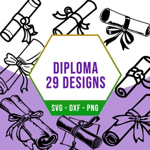 School Diploma SVG Bundle, Graduate Certification SVG Pack, Cricut Silhouette Files for Laser Cutter