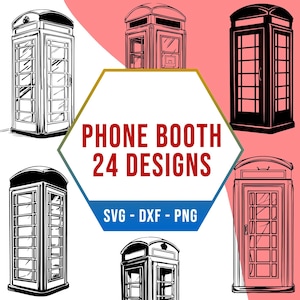 SVG-bundel telefooncel, Londen telefooncel SVG-pakket, Cricut silhouet png-bestanden voor lasersnijder