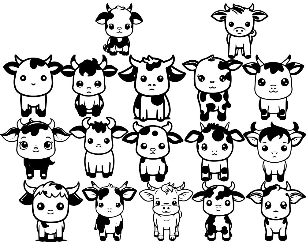 Cute Baby Cow SVG Bundle, Farm Barn Animal SVG Pack, Cricut Silhouette ...