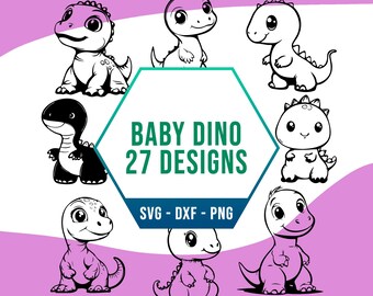 Cute Baby Dinosaur SVG Bundle, Rawr Lizard Monster SVG Pack, Cricut Silhouette PNG Files for Laser Cutter