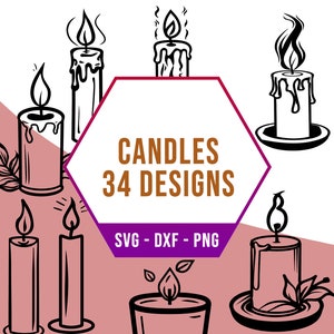 キャンドル ファイア SVG バンドル、ロマンチックな Kindle 炎 SVG パック、レーザー カッター用 Cricut シルエット ファイル