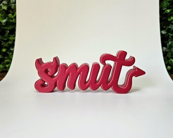 Smut Devil Horns Shelf Sign • Spicy Romance Bookshelf Plaque • BookTok Spicy Reader Gift • Spicy Bookish Shelf Divider Decor