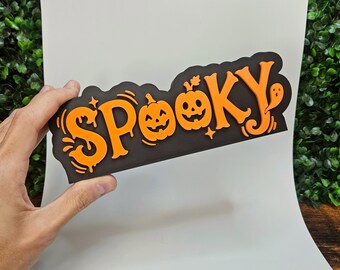 Spooky Halloween Shelf Sign • Pumpkin & Ghost Bookshelf Plaque • BookTok Spooky Reader Gift • Halloween Event Tiered Tray Decor