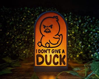 Funny Angry Duck Book Nook Light | I Don't Give A Duck Silhouette Lamp | Sarcastic Desk Night Light | Humorous Animal Office Humor Gift