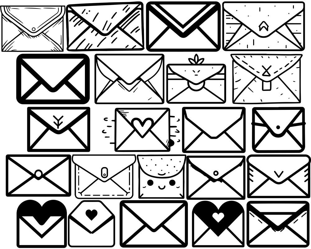 Pretty Enveloppe SVG PNG Bundle Cute Letter SVG Pack Cricut Etsy